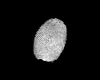 a white finger print on a black background